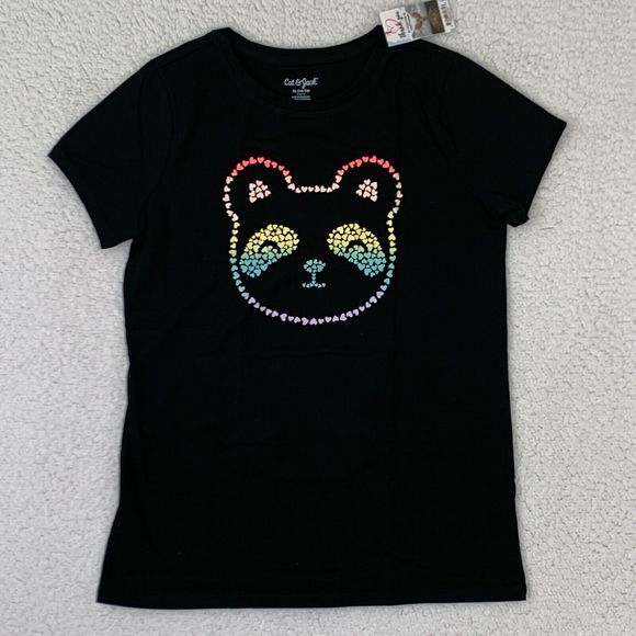 Cat & Jack Tops - Cat & Jack Tshirt Size Junior XLarge (14/16) Black Cat Face Graphic Short Sleeve